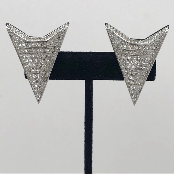 RARE VTG 80s CHRISTIAN DIOR ARROW HEAD EARRINGS - Picture 2 of 14